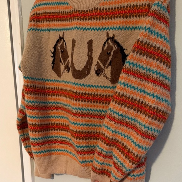 SHEIN Multicolor Horse Pattern Crewneck Sweater - Picture 4 of 4